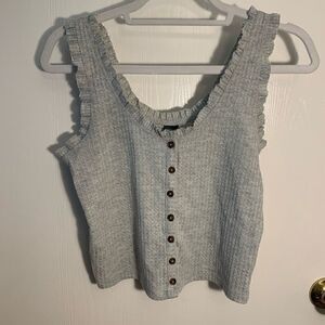 Wild fable EUC gray waffle knit button down tank top Size XS